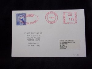 LUNDY: LUNDY STAMP USED ON 1982 POSTCARD