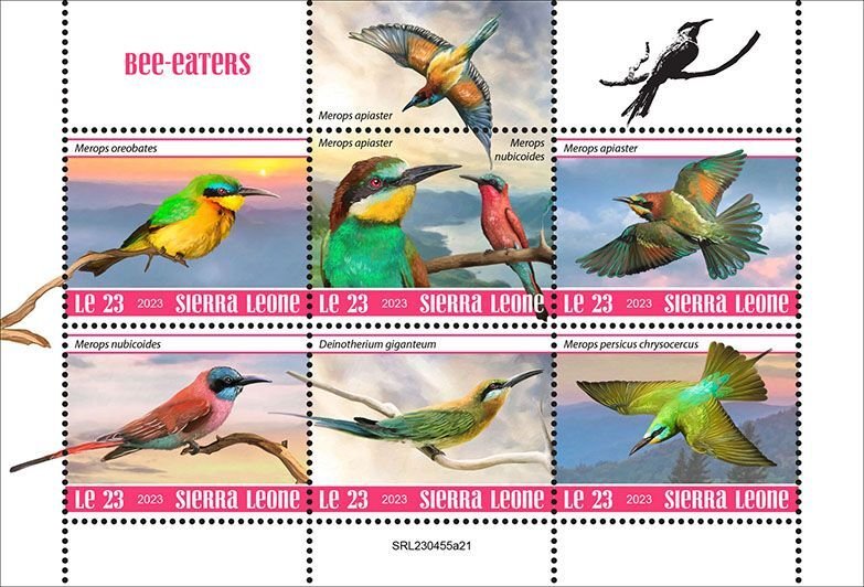 SIERRA LEONE - 2023 - Bee-eaters - Perf 6v Set - Mint Never Hinged