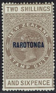 COOK ISLANDS 1921 RAROTONGA OVERPRINTED NEW ZEALAND QV 2/6