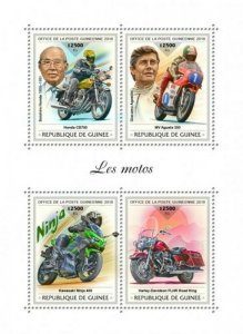 Guinea - 2018 Motorcycles on Stamps - 4 Stamp Sheet - GU18401a