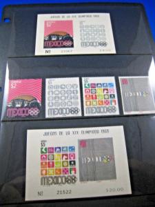 MEXICO  -  SCOTT # 996-1001, C340-C344, 998a, 1000a, C342a, C344a - OLYMPICS-MNH