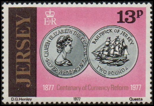 Jersey 174 - Mint-NH - 13p Two Pound Piece, 1972 (1977) (cv $0.55)