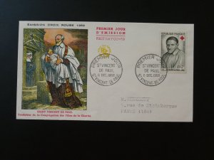 religion Saint Vincent de Paul Red Cross FDC France 1958 (#2)