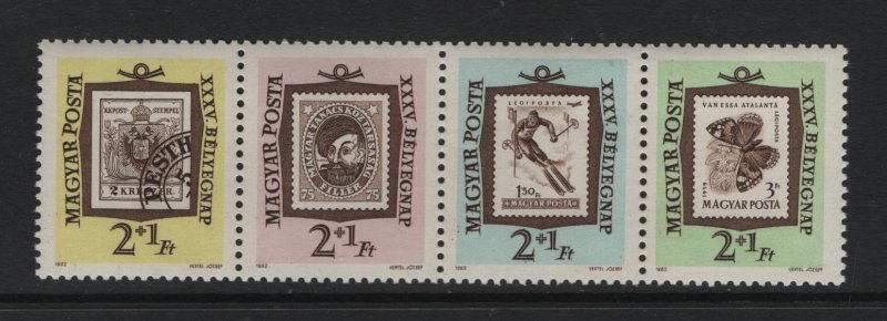 Hungary  #B225-B228a   MNH  1962  stamp day strip of 4