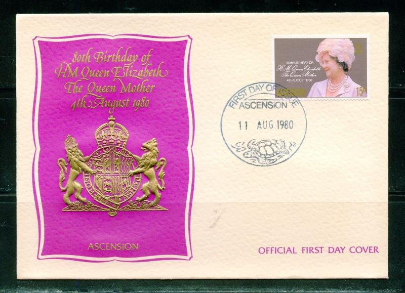 QUEEN MOTHER 80th BIRTHDAY LOT OF EIGHT 1980 FIRST DAY COVERS 