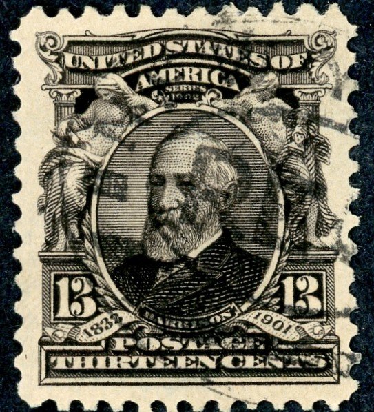 #308 – 1902 13c Benjamin Harrison.  Used Avg.