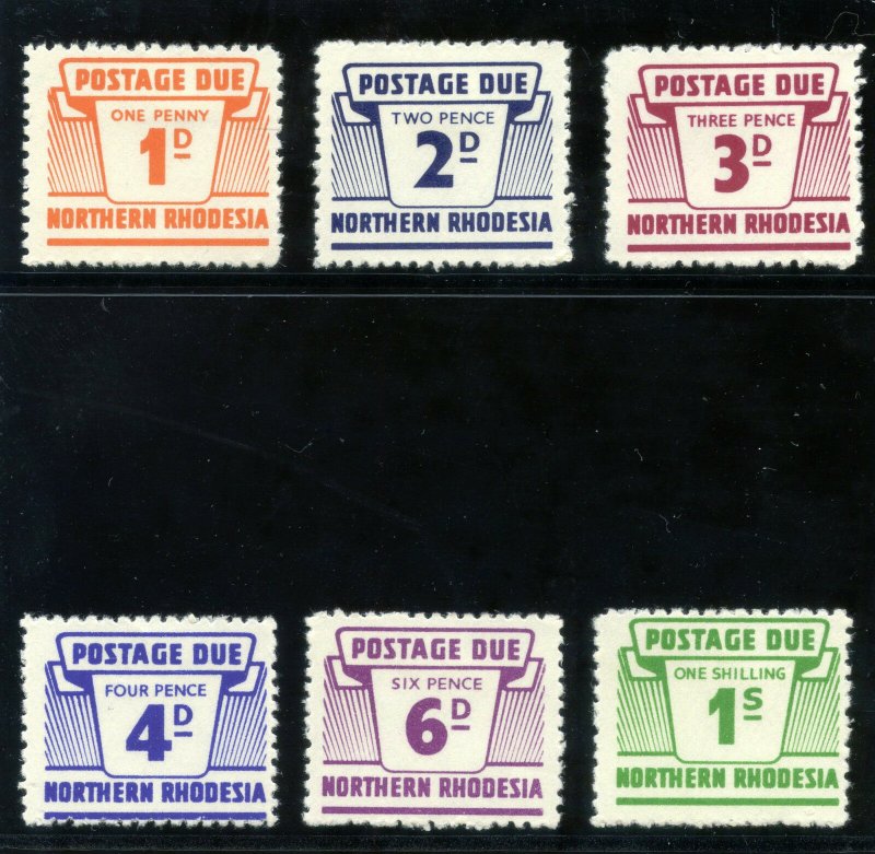 Northern Rhodesia 1963 QEII Postage Dues set complete MLH. SG D5-D10. Sc J5-10.