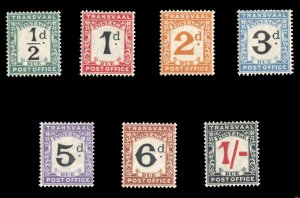 Transvaal #J1-7 Cat$45, 1907 Postage Dues, complete set, hinged