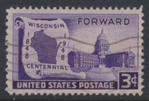 USA  SC#  957   Used 1948 Wisconsin Statehood  see scan