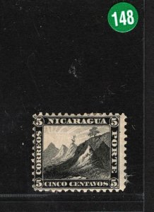 Nicaragua 1862 5c mint HMM note MAJOR OFFSET on gum Scott.2var cat$150+ GREEN148