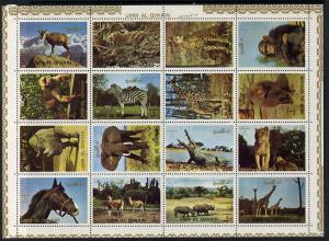 Umm Al Qiwain 1972 Animals #2 sheetlet containing 16 valu...