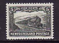 Newfoundland-Sc#176- id12-unused NH 5c  greenish grey Train-1931-