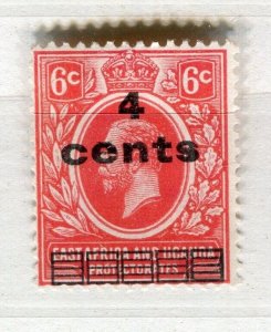 BRITISH KUT; 1917 early GV Surcharged issue ' 4 CENTS' Mint hinged SHIFTED OPTD