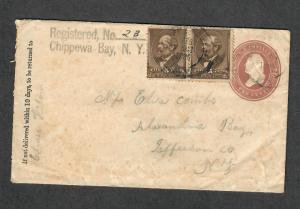 US Sc#205 Pair On PS Cover Chippewa Bay NY Registered 1886