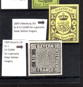 World's Most Valuable stamps, Peter Winter Forgeries, Good Quality, Check photos