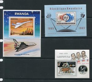 Rwanda 3 Souvenir Sheets MNH Space  5467