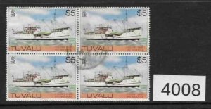 (4008) Tuvalu Scott 070 $5 block of 4 used