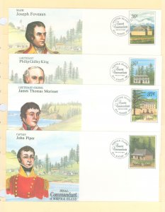 Norfolk Island  1987 4 different Postal Stationery U/A FDCS. Convict Commandants.