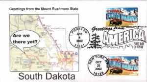 #3736 Greetings From South Dakota Dual Southport FDC