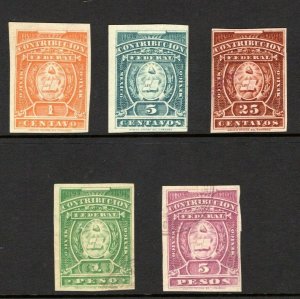 MEXICO Revenue Stamps GROUP{5} CONTRIBUCION FEDERAL 1895-96 1c-5P MS4533