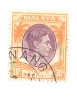 Straits Settlements Sc 247 1937 30 c G VI stamp used