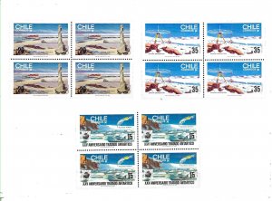 #2656A CHILE 1985 ANTARCTIC ANTARCTICA TREATY 25° ANIV  BLOCx4 YV 699-701 MNH