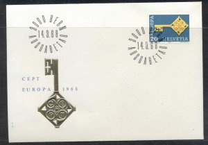 Switzerland 1968 Europa Key with Emblem FDC