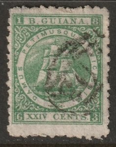 British Guiana 1866 Sc 68a used green with papermaker's watermark