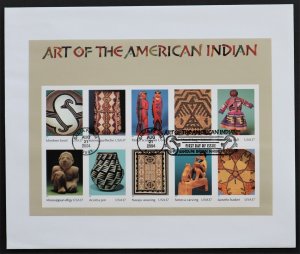 U.S. Used #3873 37c American Indian Art. Complete Sheet of 10. First Day Cover.
