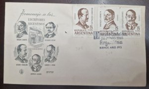 CMI) 1965. ARGENTINA. CHARACTERS. FDC. TRIBUTE TO ARGENTINE WRITERS. XF