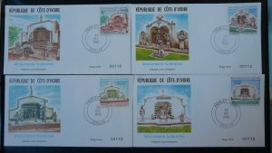 funerary monuments set of 4 FDC Invory Coast 1992