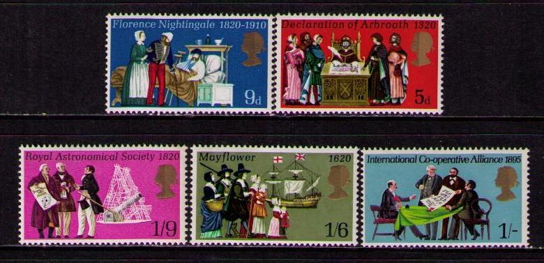 GREAT BRITAIN Sc# 612 - 616 MNH FVF Set5 Mayflower Ship