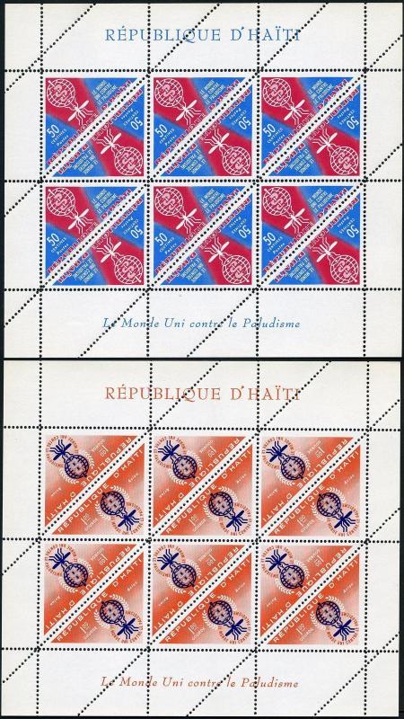 Haiti 486-488,C188-C190 sheets,MNH.Mi 697-702 klb.WHO drive against Malaria,1962