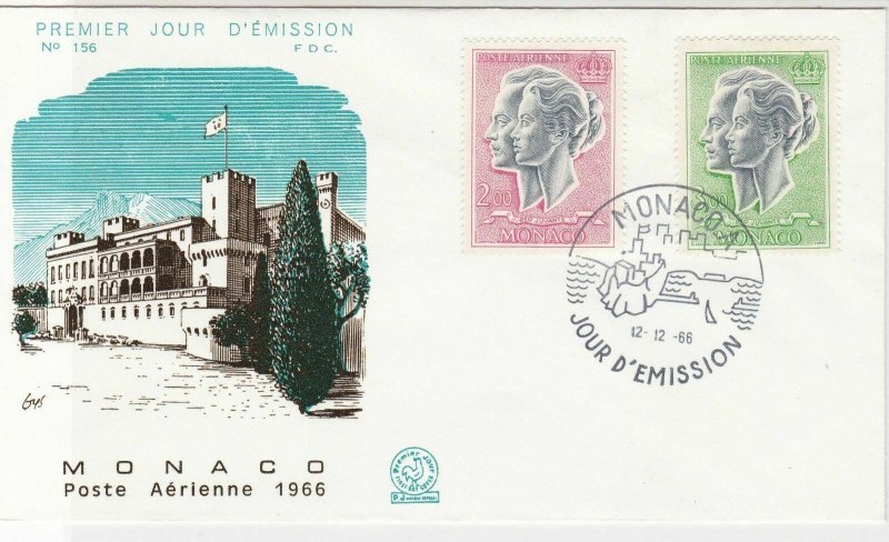 Monaco 1966 Monaco Air Mail Scenic Castle Picture FDC Stamp Cover Ref 26410
