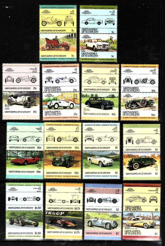 St Vincent Grenadines-Sc#441-54- id6-unused NH set-Cars-Automobiles-1984-6-