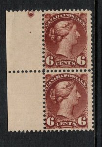 Canada #43 Mint Never Hinged Pair Showing Imprint