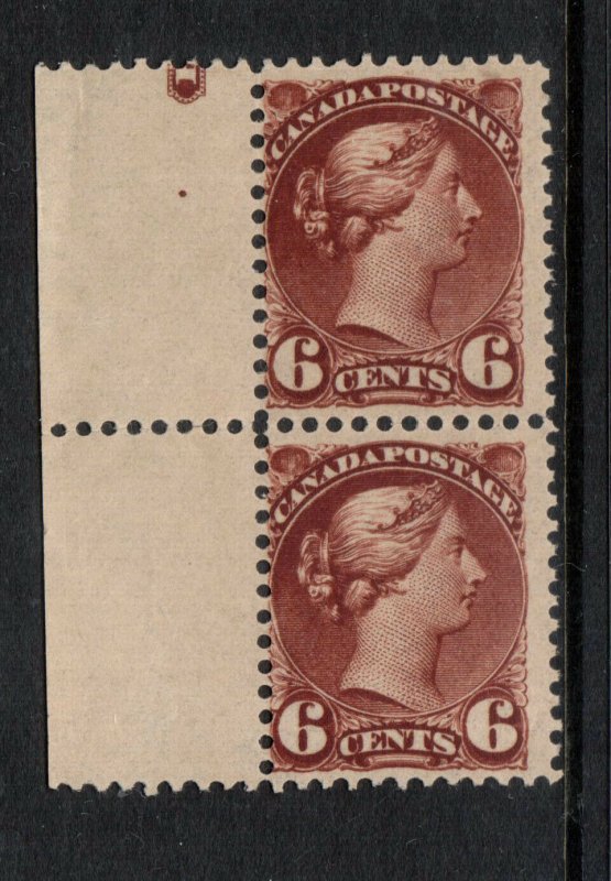 Canada #43 Mint Never Hinged Pair Showing Imprint