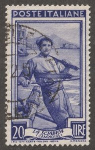 Italy, Stamp, Scott#557,  used, hinged, 20 LIRE,  Fisherman