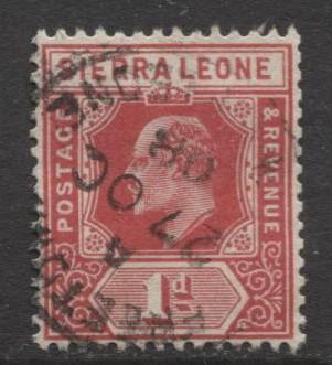 Sierra Leone - Scott 91 - KEVII- Definitive -1907 - FU- Single 1d Stamp