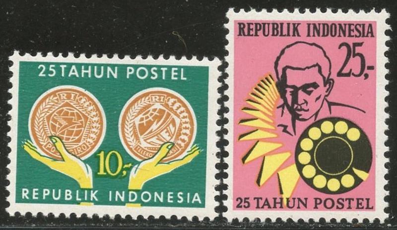 INDONESIA Sc#792-793 1970 Postal Service Anniversary Complete Mint NH