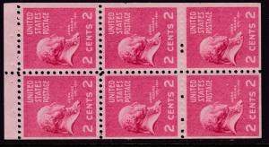 United States 1938 Scott 806b 2c John Adams Prexie Booklet Pane X6 VF/NH