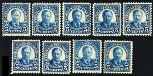 557, Mint H F-VF 5¢ WHOLESALE Lot of 9 Stamps CV $144 * Stuart Katz