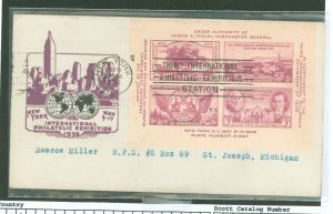 US 778 Tipex souvenir sheet Harry Ioor 1st day cachet addressed