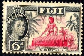 Fijian Beating Drum (lali), Fiji stamp SC#168 used