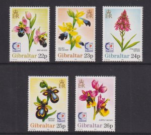 Gibraltar  #685a-e  MNH  1995  orchids