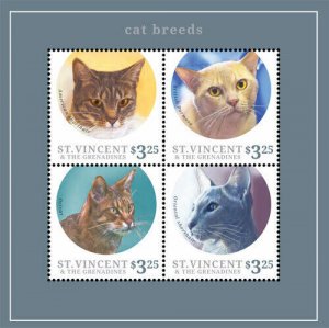 St. Vincent 2013 - SC# 3902 - Cat Breeds, Animal, Pets - Sheet of 4 Stamps - MNH