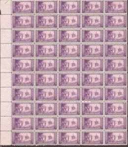 US Stamp 1934 Wisconsin Tercentenary 50 Stamp Sheet  NH #739