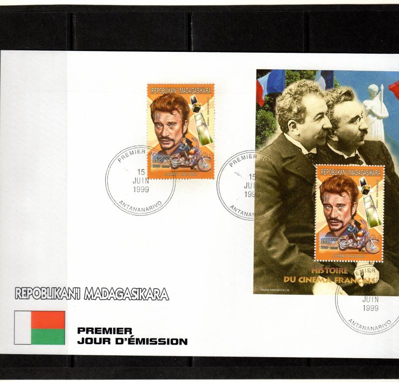 Madagascar 1999 Sc#1415e  Johnny HALLYDAY Harley-Davidson Set+SS FDC