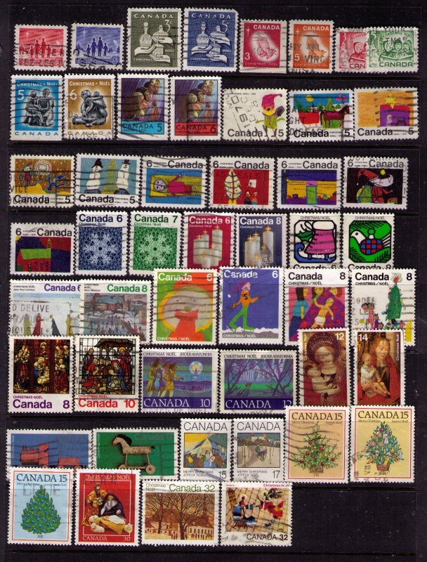 CANADA 50 DIFF CHRISTMAS STAMPS, NICE LOT OF PICTORIALS, SEE SCAN