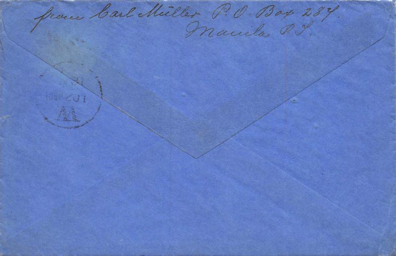 Philippines, Scott #214 used on 1900 Cover with 4 Page Letter, Manila to N.Y.C.